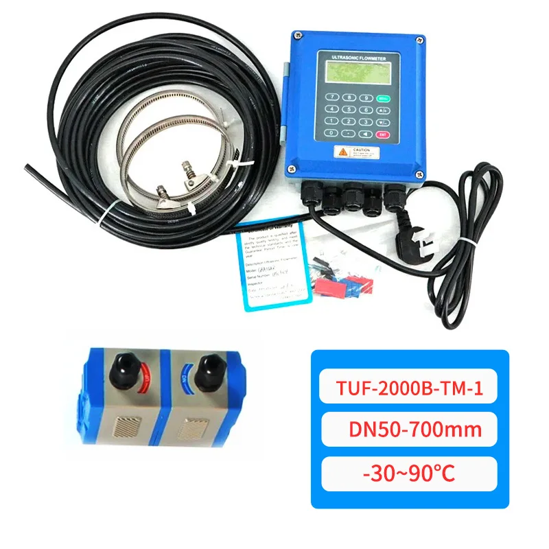 TUF-2000B Wandgemonteerde ultrasone flowmeter TUF-2000M Modulaire ultrasone waterstroommeter DN15-700 Digitale vloeistofstroomtransdcer