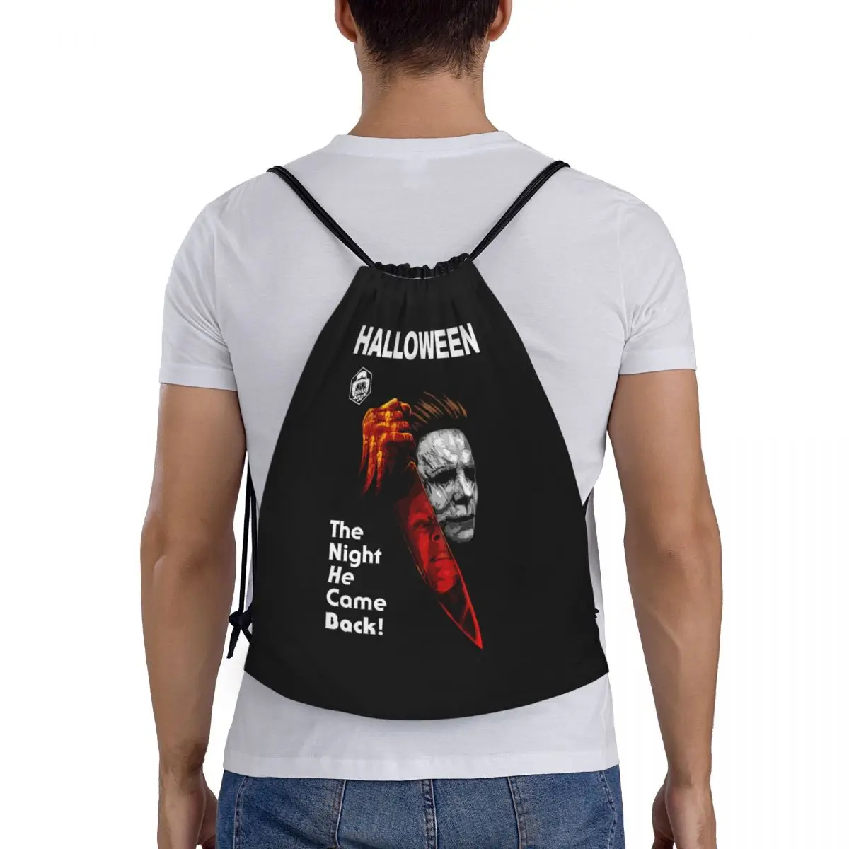 Michael Myers Knives-mochila con cordón para hombre y mujer, saco deportivo plegable para gimnasio, Halloween, la noche, vuelve a la compra