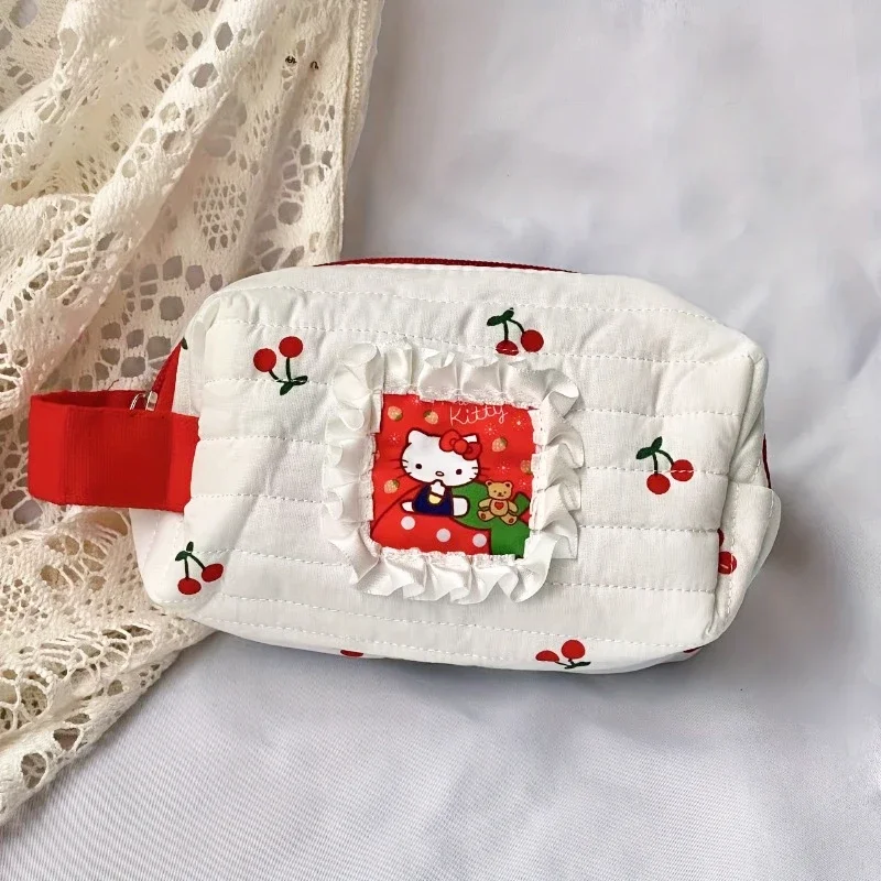 Kawaii Sanrio Hello Kitty Cosmetic Bag Cute Kt Pattern Portable Large Capacity Storage Toiletry Bag Kawaii Girl Birthday Gift image 6