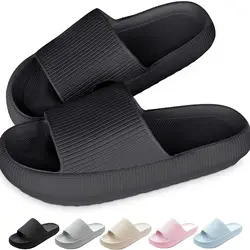 Zapatillas acolchadas con suela gruesa, deslizadores de almohada impermeables antideslizantes para baño, piscina y exteriores, mujeres y hombres