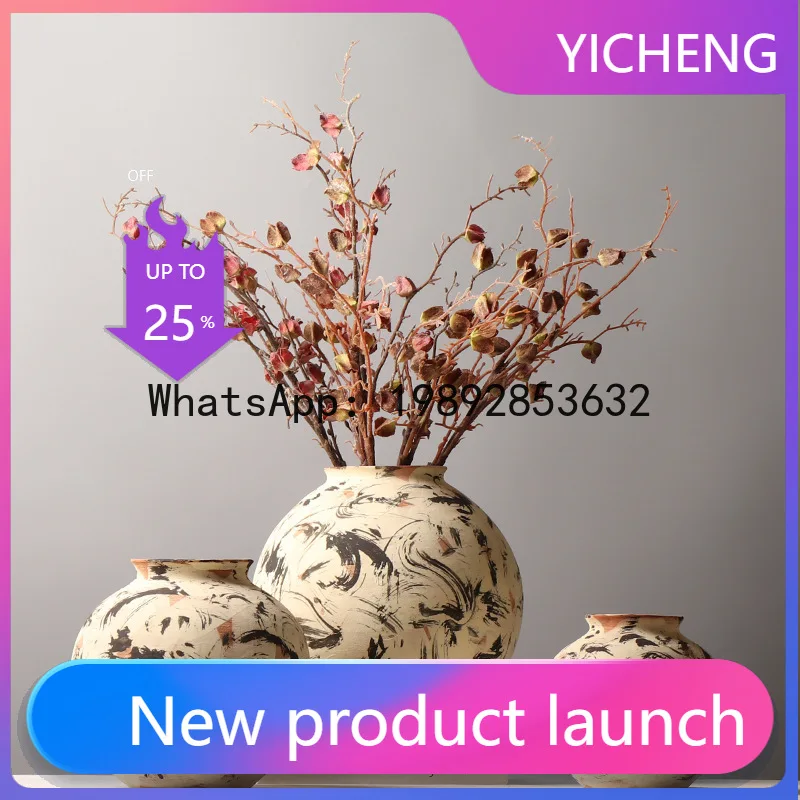 SLT creative graffiti hand-painted ceramic vase, soft decoration design living room flower arrangement