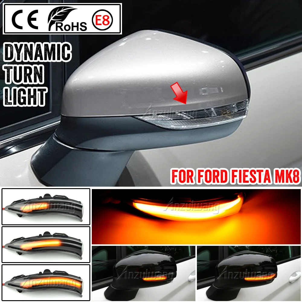 Car Styling For Ford Fiesta ST Line MK8 2018 2019 PUMA 2020 LED Side Wing Dynamic Turn Signal Light Rearview Mirror Indicator