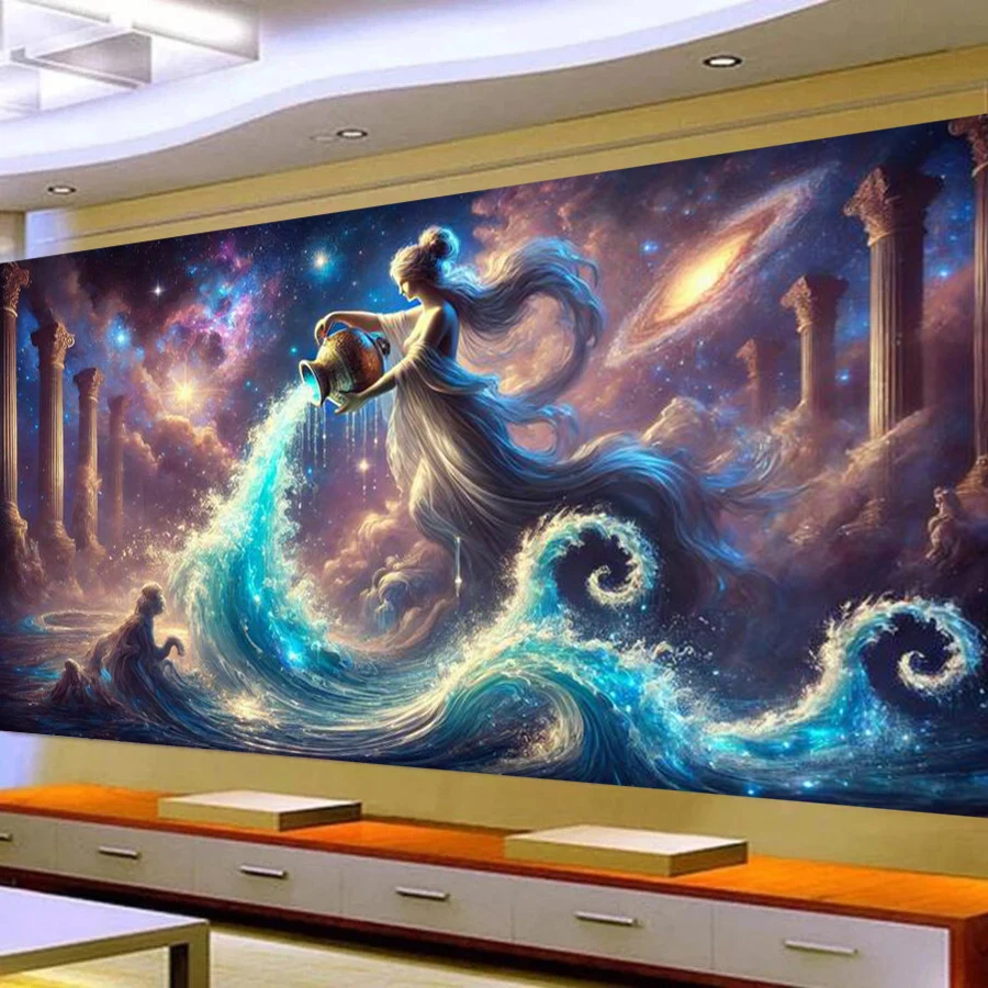 

Водолей Фея, большой размер, сделай сам, алмазная живопись, новинка 2025 года, фэнтезийное созвездие, пейзаж, полная мозаика, вышивка, женские фотографии