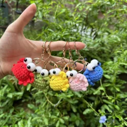 5 Colors Hand Crocheted Little Crab Wool Keyrings For Car Keys Knitted DIY Keychain For Bag Pendant Handmade Jewelry Gift