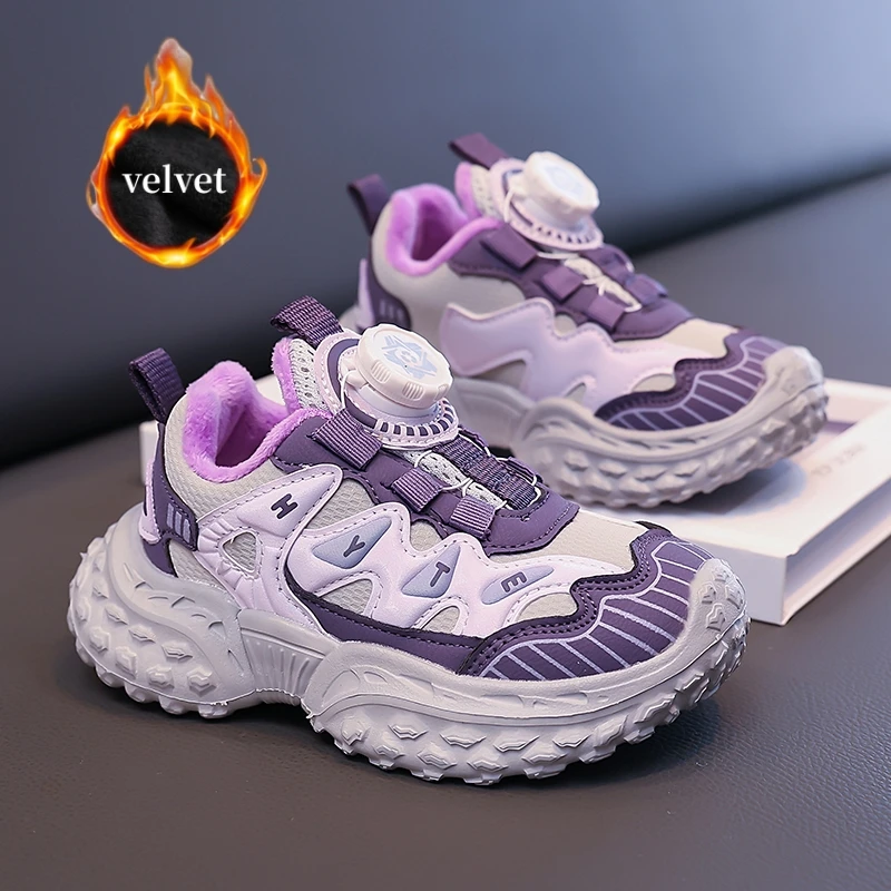 

Зимние бархатные детские кроссовки, уличная теплая спортивная обувь на платформе, детские удобные кроссовки на меху для мальчиков и девочек, кроссовки