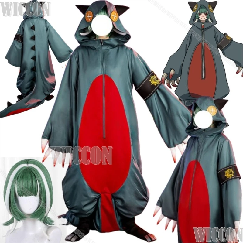 

Guita Anime GACHIAKUTA Cosplay Dinosaur Pajamas Green Jumpsuit Green Wig Girl Woman Halloween Comic Con Outfit Party Roleplay