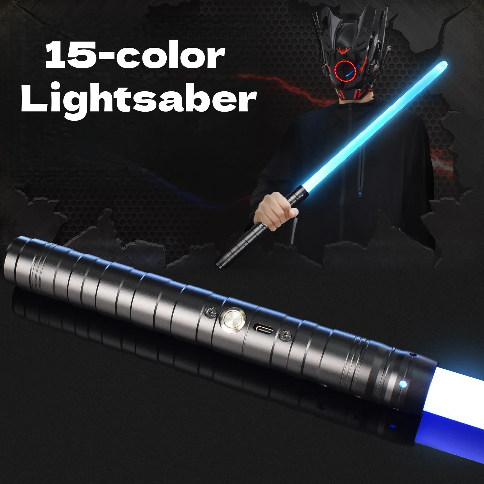 15 Colors Metal Light Saber Toy 2 in 1 Sound Light Up Sword Rechargeable for Party Halloween Glow Toy for Teens Adults 14+