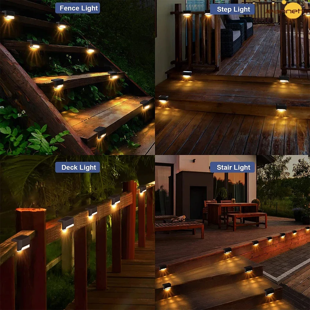 Warm White LED Solar Step Lamp Path Stair Outdoor Garden Lights Waterproof Balcony Light for Patio Stair Fence Decoration Light