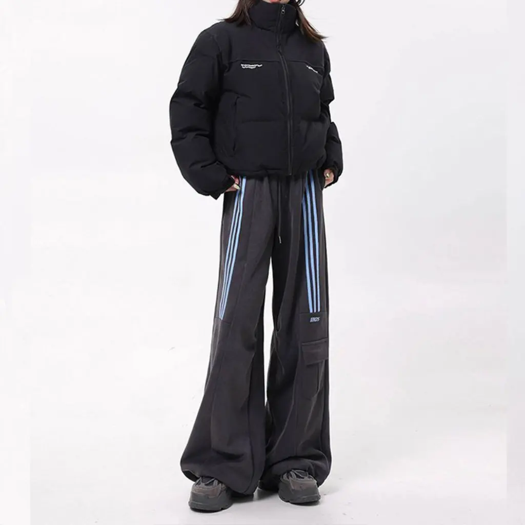 

Women's Black Short Cotton Outwear Korean Style Simple Stand-Up Collar Warm Winter Bread Jacket Fashion for Ladies