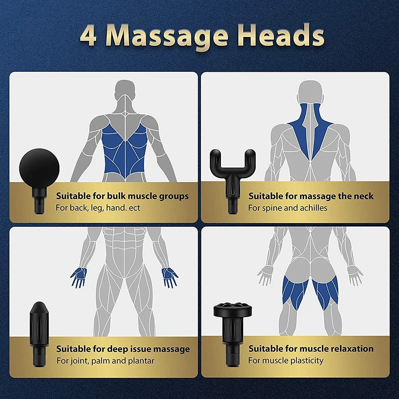 Fascia Gun Portable Massage Gun 6 Gear Vibration Rechargeable Electric Compression Massager Deep Relax Muscle Pain Relief