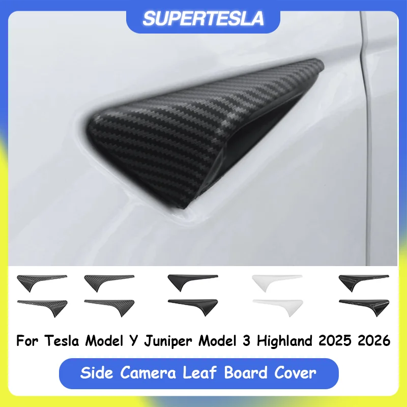 Carbonfaser-ABS-Seitenkamera-Abdeckung für Tesla Model Y Juniper Model 3 Highland 2025 2026 Auto-Exterieur-Zubehör