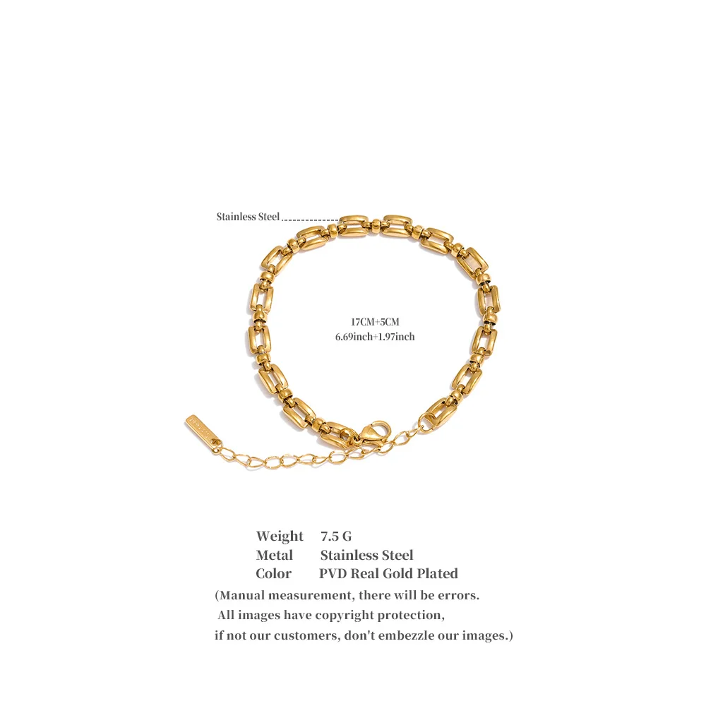 Yhpup Edelstahl-Metallkette, hochwertiges Armband, modisch, personalisierbar, wasserdicht, Handgelenkschmuck, Bijoux für Damen – Detail 1