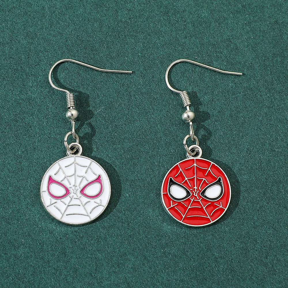 Marvel Anime Cartoon Spider Man mask Asymmetrical Pendant Earrings Creative Trendy Personalized Fashionable Jewelry