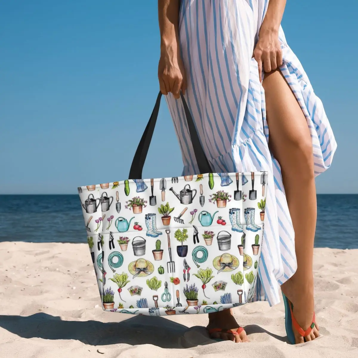 Bolsa de viaje de playa con patrón de jardinería de primavera, bolso de mano, bolsa de hombro de moda, regalos para adultos, patrón de múltiples estilos