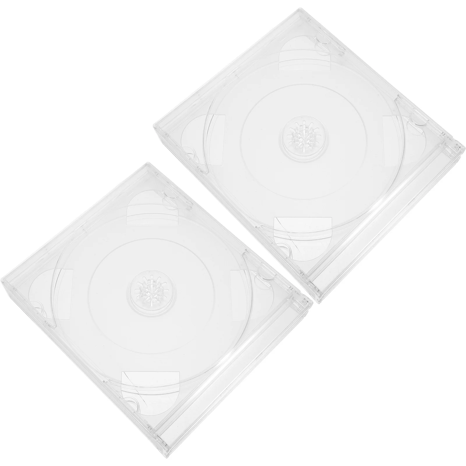 

2Pcs Transparent Cd Box Plastic Cases Lightweight Compact Cd Dvd Storage Holders Travel Use Clear Dvd Cases