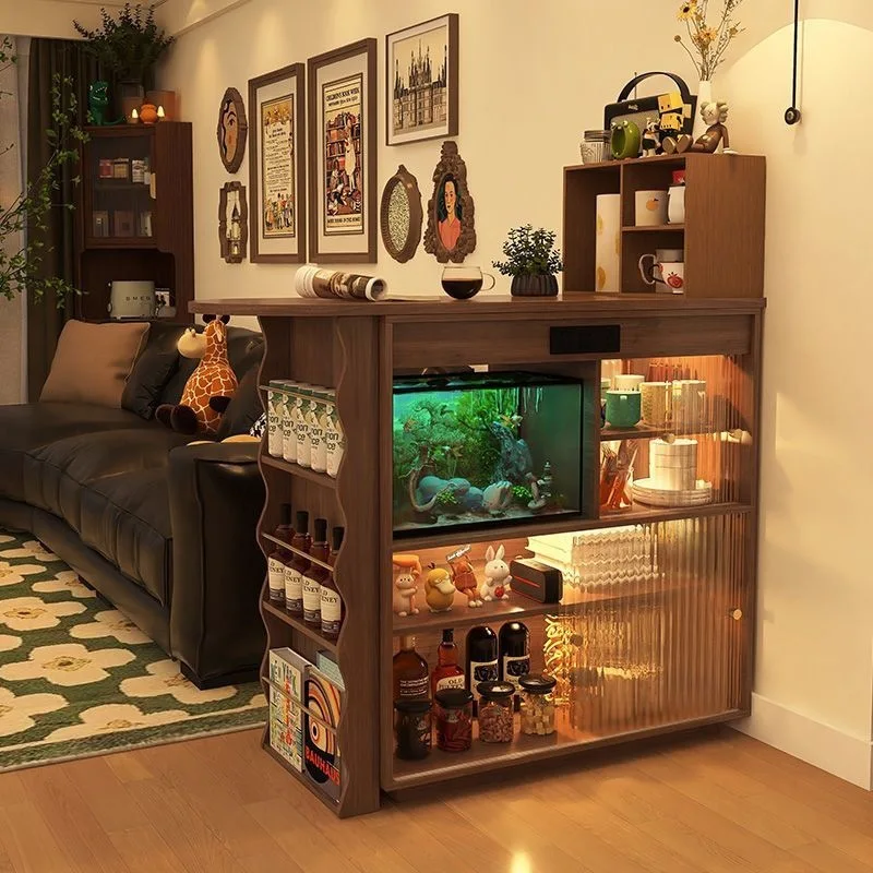 Island dining side cabinet integrated household retractable living room solid wood sofa side cabinet