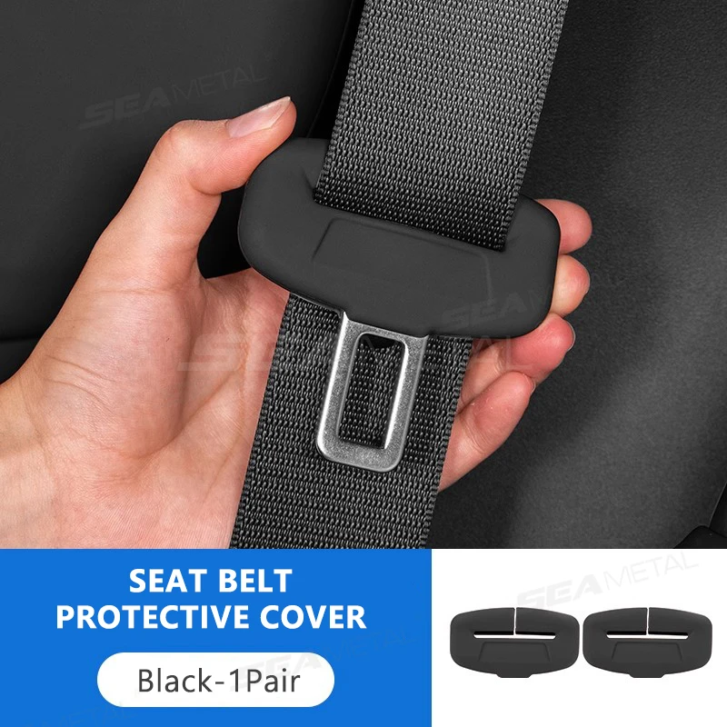 BLALION 2Pcs Seat Belt Buckle Cover Anti-Scratch Rubber Car Seat Buckle Protector Clip Protection Cover Universal for SUV Sedan — 1