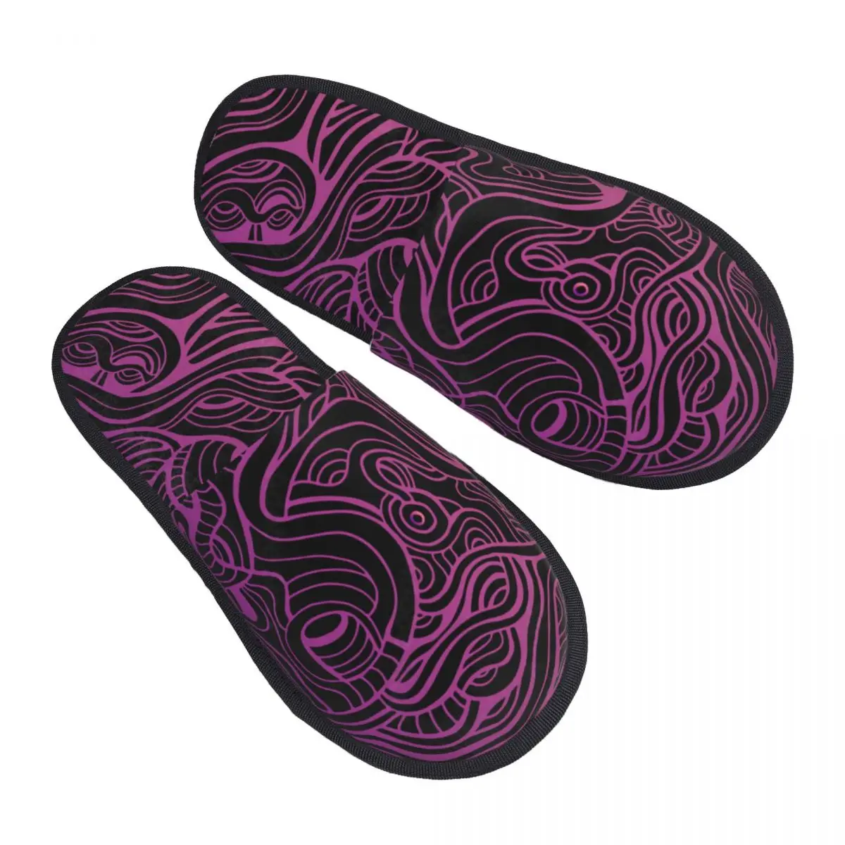 Custom Swirl Crazy Lines Psychedelic Pattern House Slippers Women Comfy Memory Foam Slip On Hotel Slipper Shoes