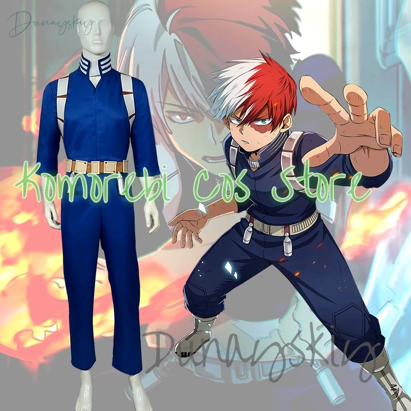 Todoroki Shoto Anime Cosplay Costume Jumpsuits Straps Prop Belt Wig Halloween Party Play Clothing for Woman Man