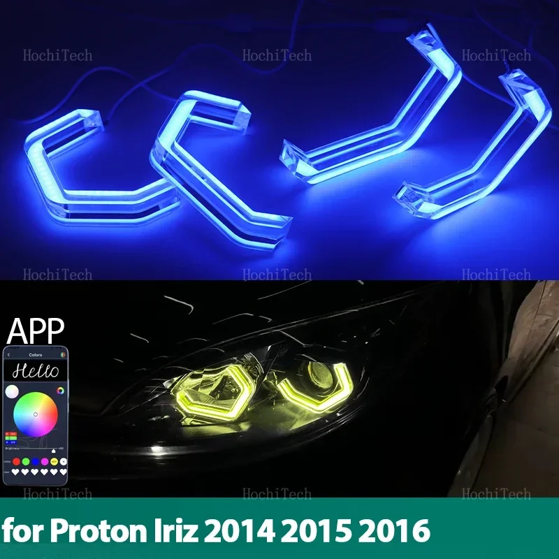 APP Remote control M4 style RGB Ring Angel Eyes LED Light Rings for Proton Iriz 2014 2015 2016