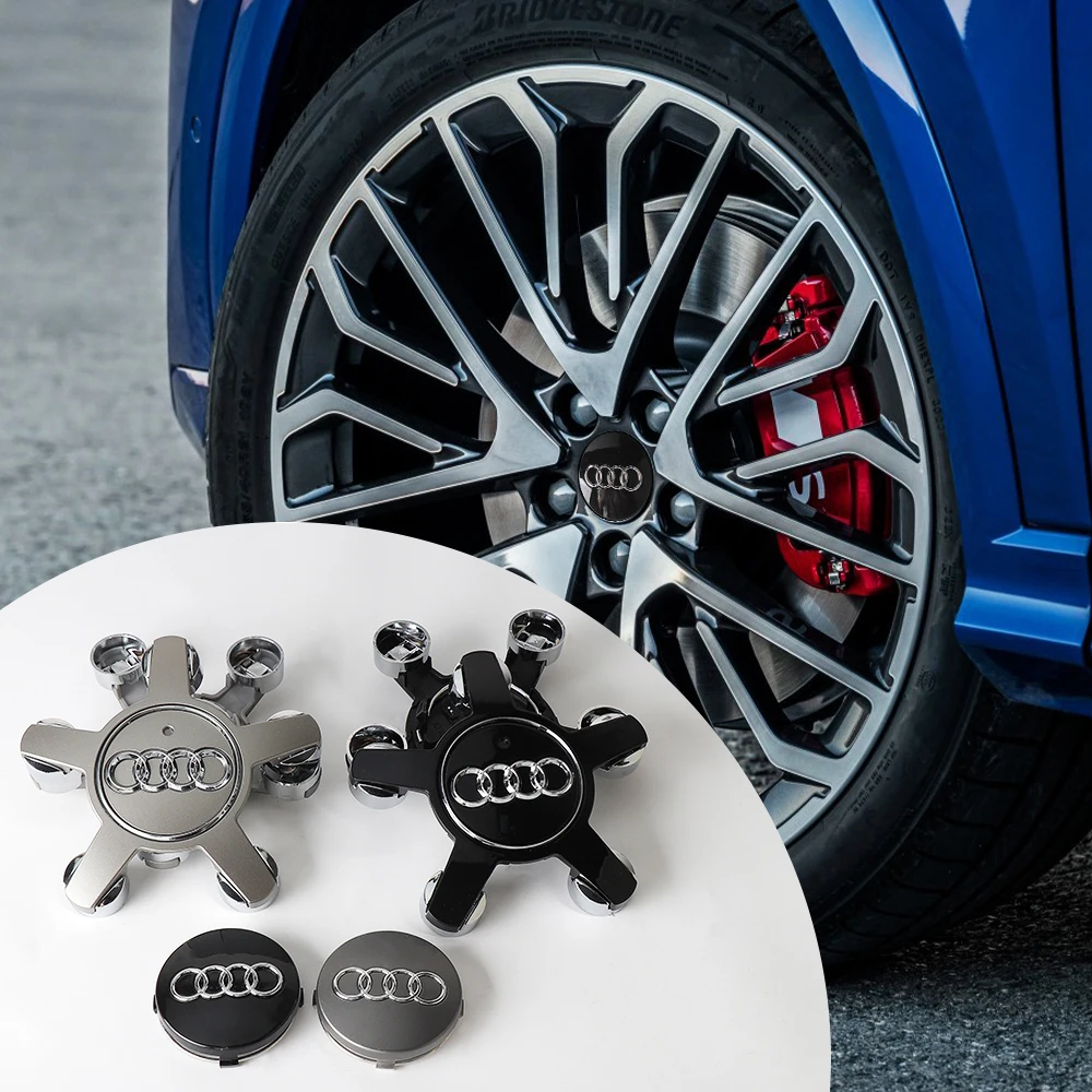 4PCS Car Wheel Center Hub Caps Covers Auto Accessories For Audi S TT A6 C6 C5 C7 A5 A4 B8 B6 B7 A3 A8 A2 A1 Q3 Q5 Q7 RS Quattro - view 3
