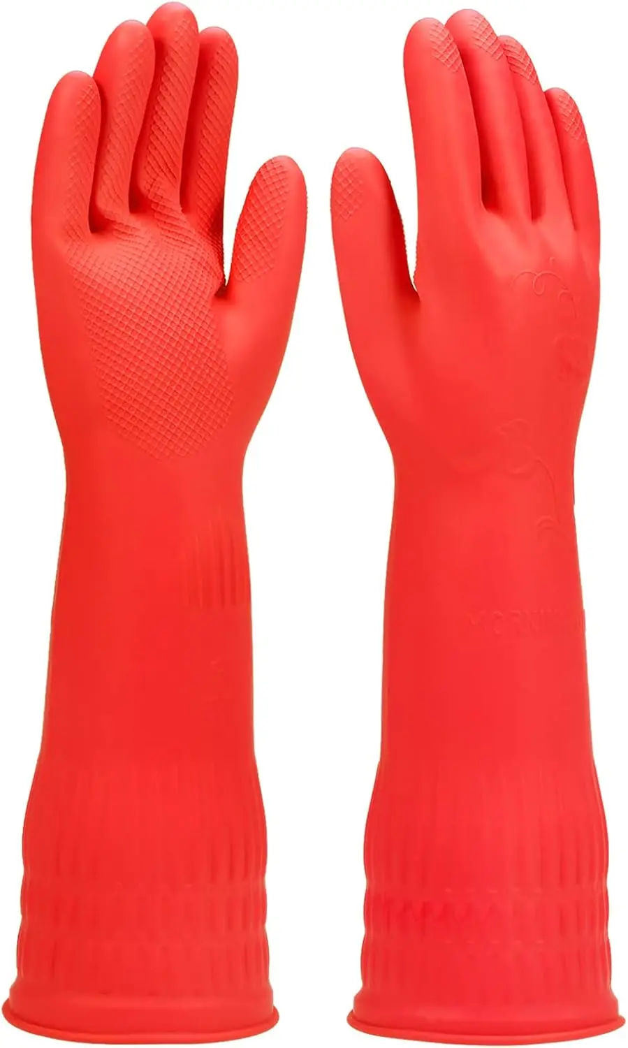 

Kitchen Rubber Gloves 1 or 3 Pairs, Cotton Lining, Long Dishwashing, Reusable