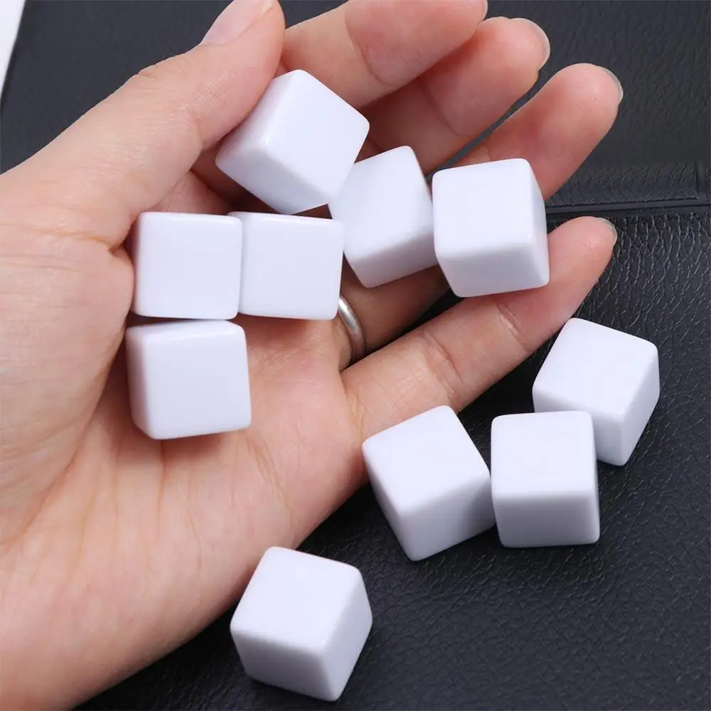 10PCS Party Game 16mm Blank Acrylic Dice Painting Graffiti Six Sided Dice Toys White Cubes Counting Dices Children Teaching