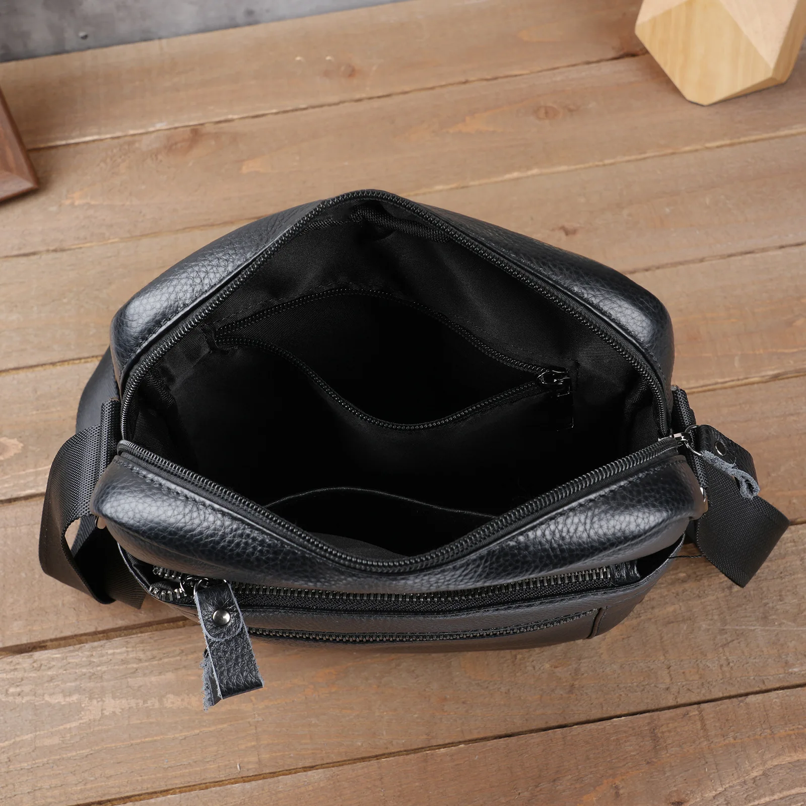 New Men's Genuine Leather Crossbody Bag, Casual Large Capacity Shoulder Bag