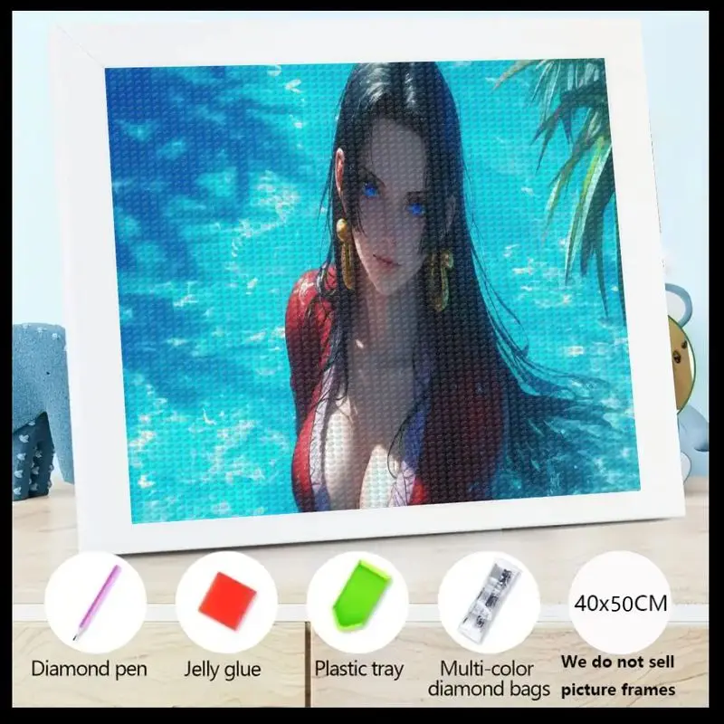 

1PC Boa Hancock Diamond Painting 5D Full Drill Anime Girl One Piece Diamond Art Kit, DIY Crystal Rhinestone Embroidery Painting