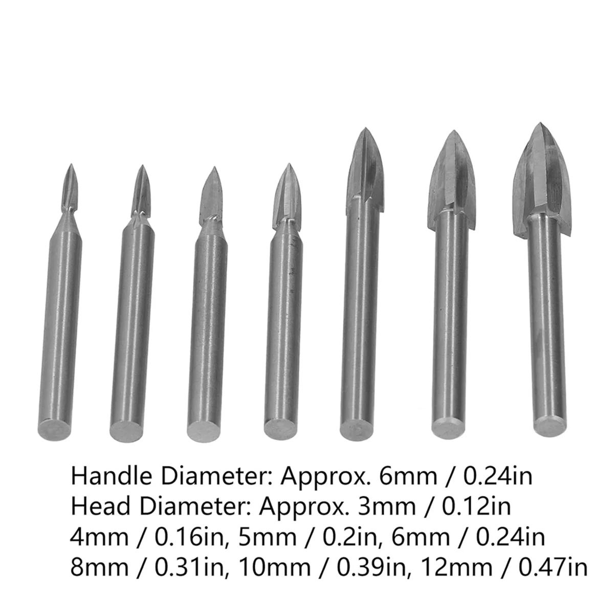 ABNJ 7Pcs 조각 드릴 비트 6mm 생크 목공용 고속 강철 조각 도구
