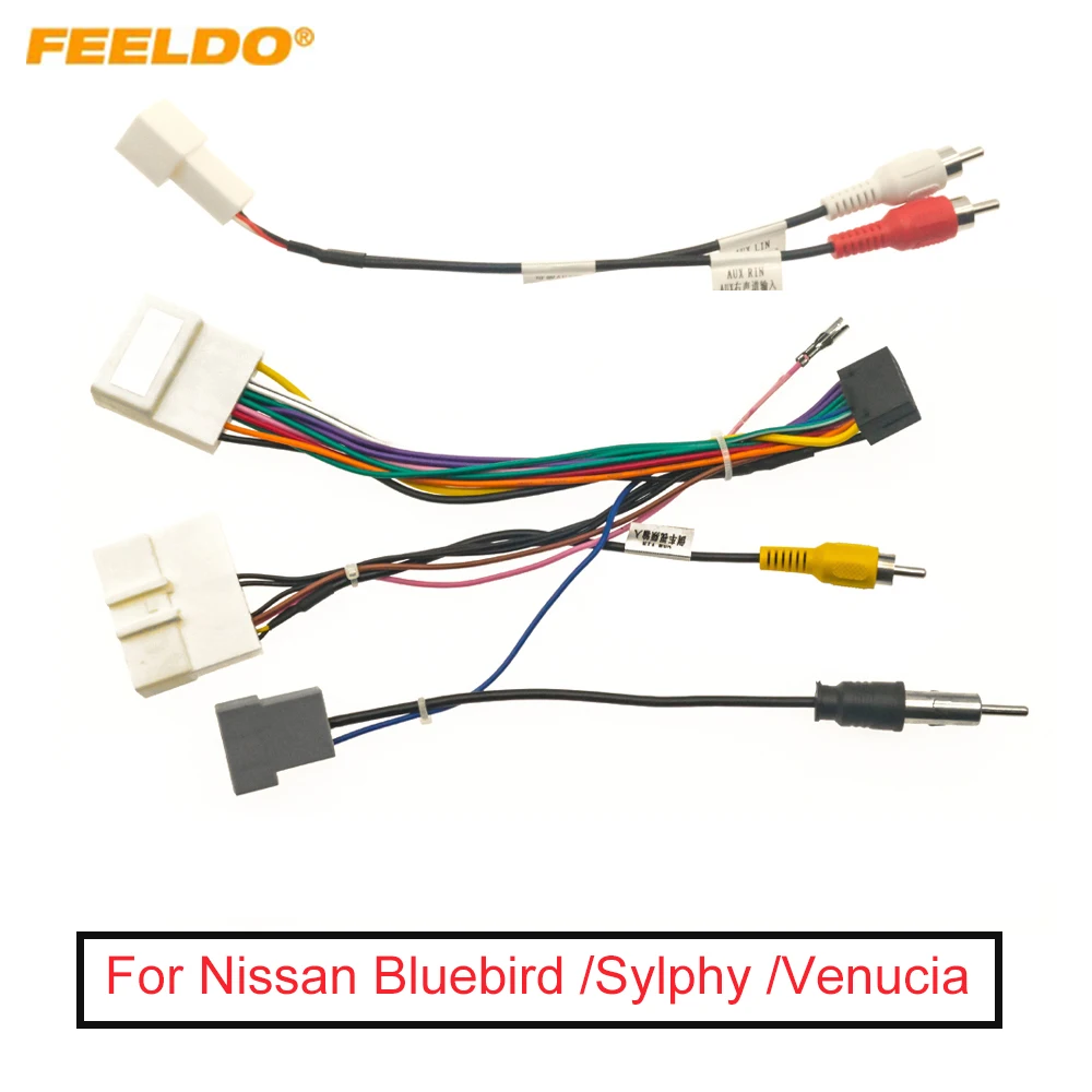 

FEELDO Car Audio 16pin Wiring Harness Wire cable For Nissan Bluebird (2016)/Sylphy /Venucia Stereo Installation Wire Adapter