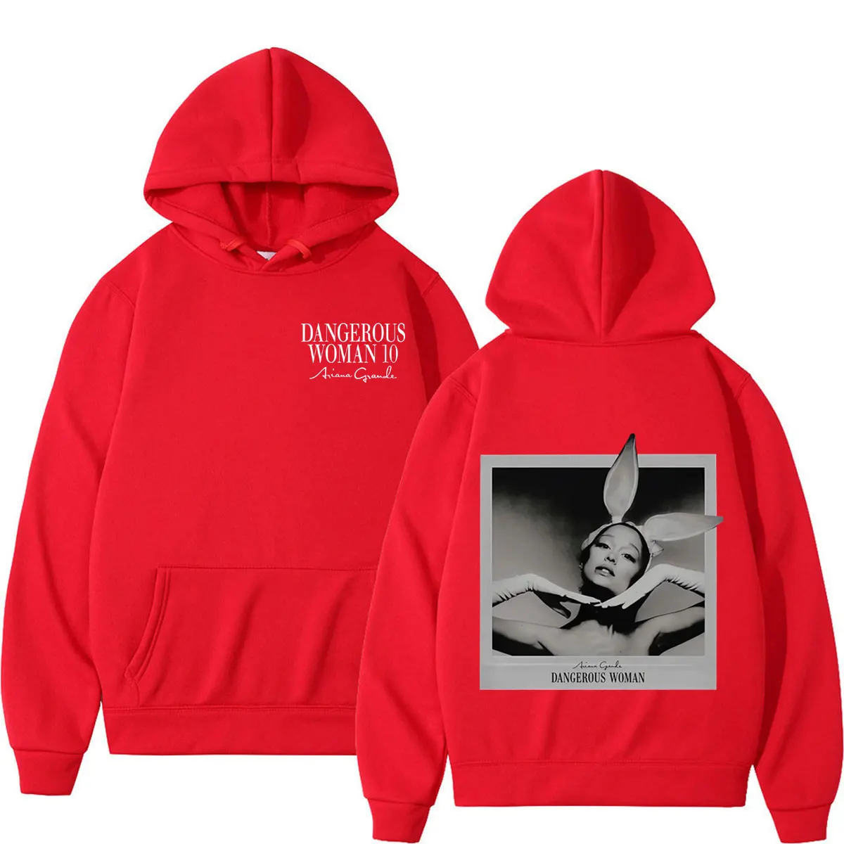 Herren Damen Navy Ariana Grande Hoodie Dangerous Woman Porträt Grafik Sweatshirt Pop-Musik-Fan-Merch Lässiger Kapuzenpullover – Detail 5