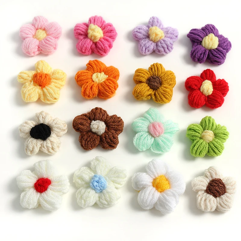 10/20Pcs 4cm Wool Flower Stickers DIY Shoes And Hats Handicrafts Sewing Clothes Headgear Hair Clips Decorative Accessories