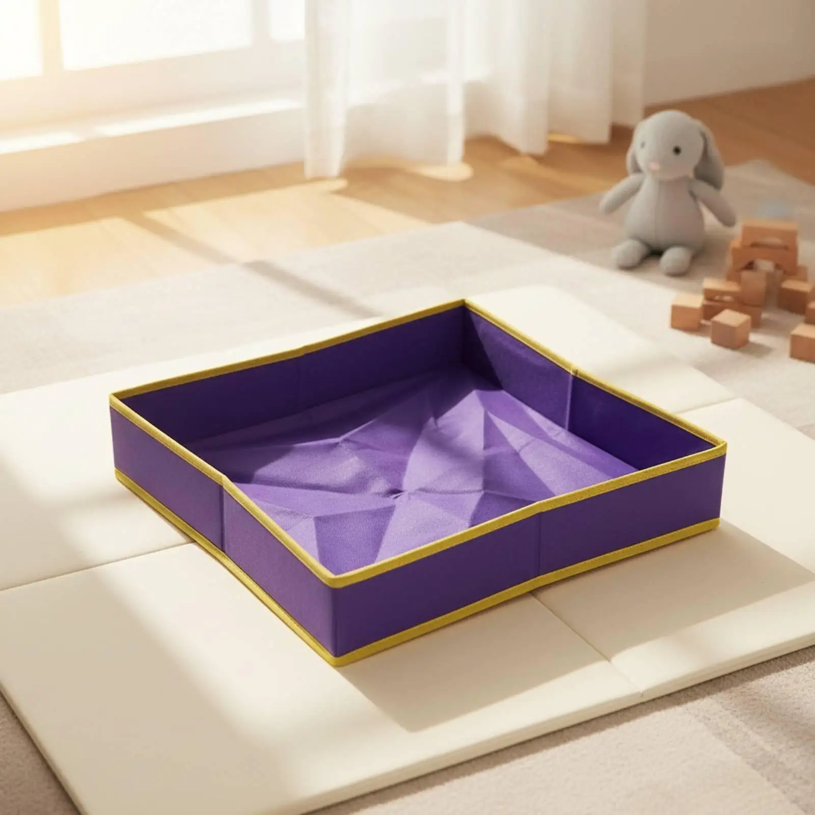 Foldable Cloth Tray Open-Top Cloth Tray with Stitched Seams Portable for Children, Sensory Play, Playroom
