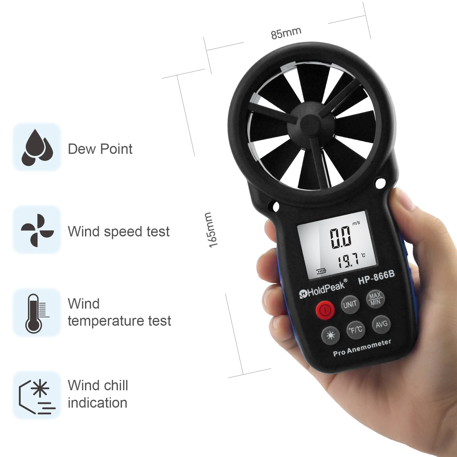 포켓형 디지털 풍속계 및 온도계 ℃ / ℉   LCD  - Anemometer Digital Wind Speed 리뷰 및 가격
