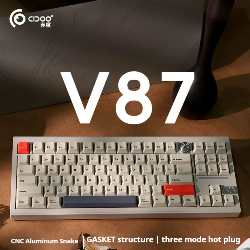 

Cidoo V87 Gasket Tkl Tri-mode Bluetooth/2.4ghz/usb-c Wireless Wired Via Programmable Mechanical Keyboard Hot Swappable 87 Keys