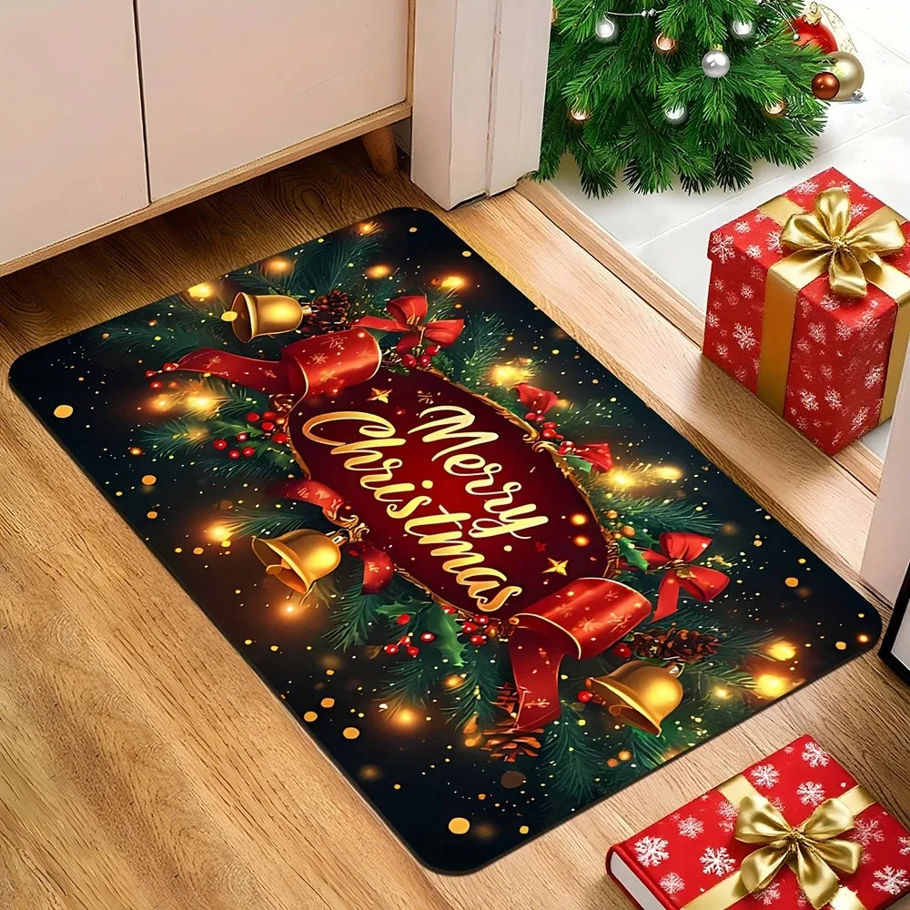 1pc Christmas Candy Canes Doormat , Holiday Indoor and Outdoor Rear Front Door Welcome Mat Winter Door Mat