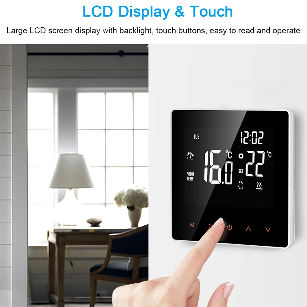 Smart Thermostat Digitaler Temperaturregler APP-Steuerung LCD-Display Touchscreen Woche Elektrischer Fußbodenheizungsthermostat