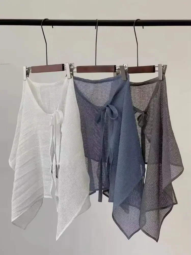 2025 Faldas Mujer De Moda Falda tejida Y2k ropa De Mujer moda vendaje Jupe Casual verano Saia Irregular ahuecado ​ faldas