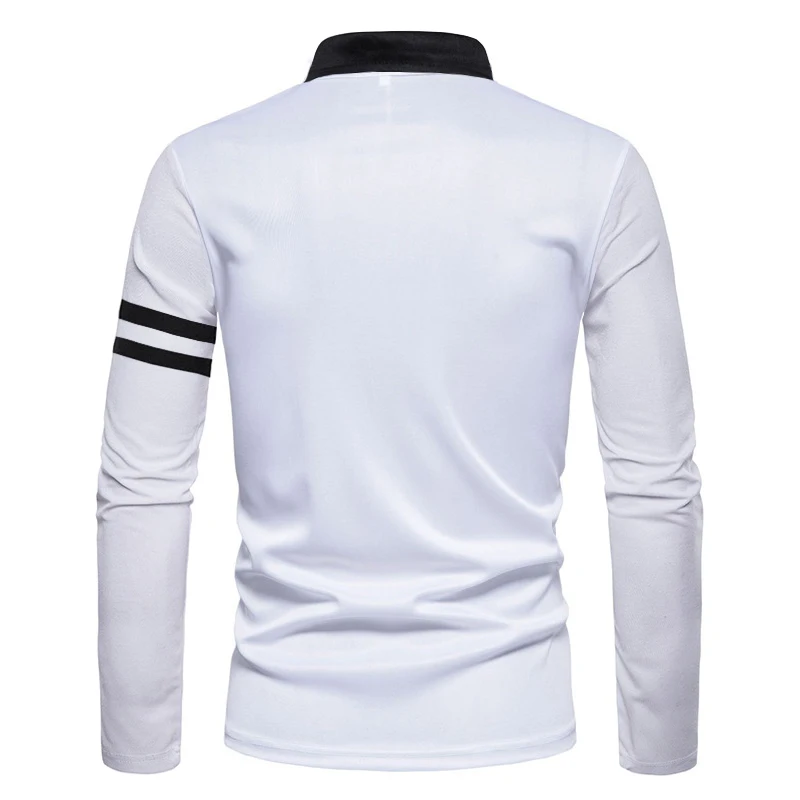 Men's long sleeved printed polo shirt, fashionable printed long sleeved shirt