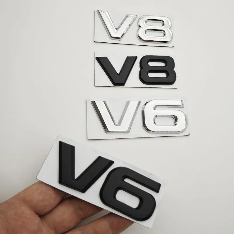

3D Metal Chrome Black Split V6 V8 Styling Logo Emblem Car Trunk Fender Badge Decal Sticker For Toyota Highlander Accessories