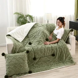 Super Soft Tower Furong 2-in-1 Pillow Blanket, Multi functional Backrest Cushion for Car Sofa, Adult Air Conditioning Quilt