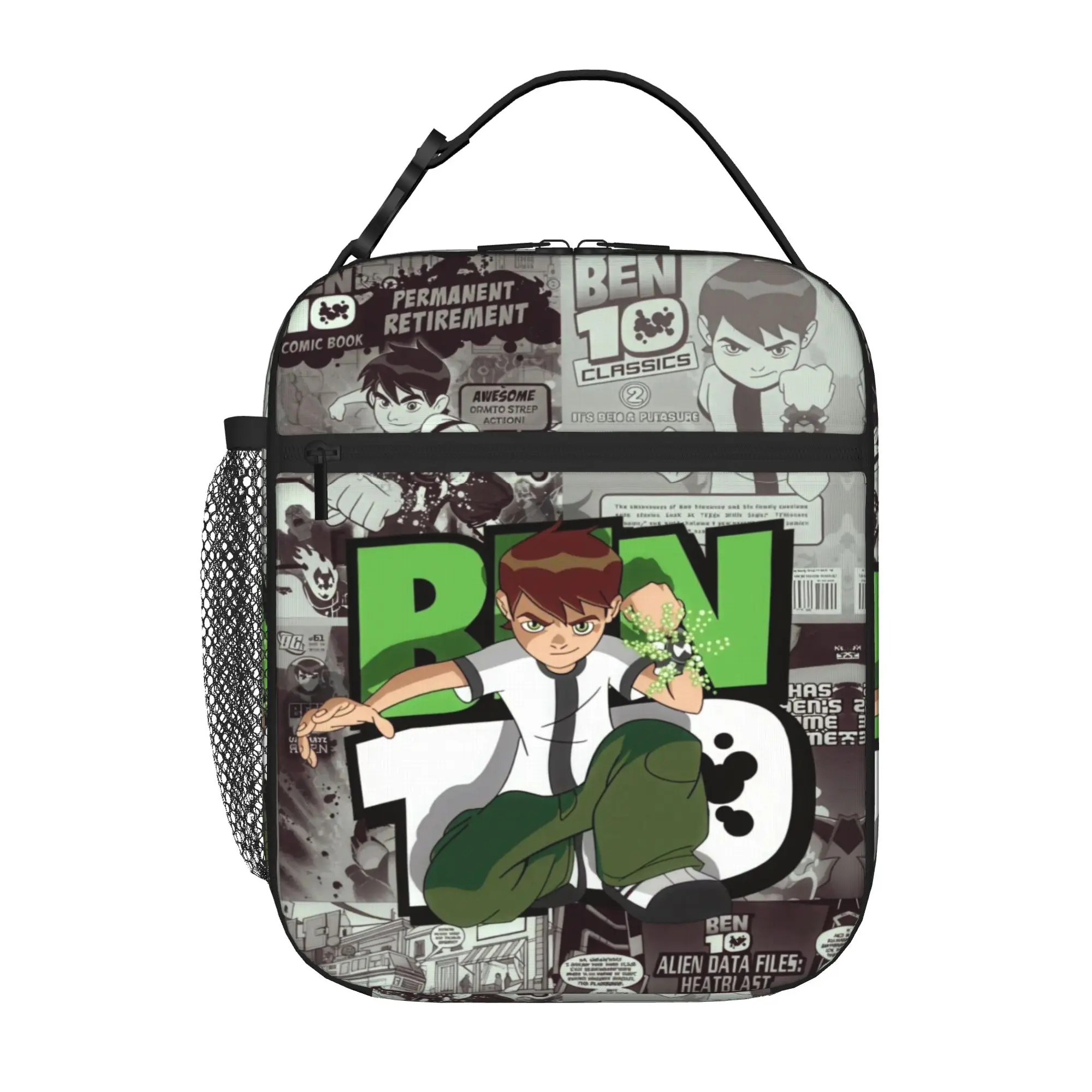 Ben 10 Portable Food Pouch Ben10 Retro Comic Style Poster Zipper Closure High Street Multi-Function Food Organizer Lunch Bag
