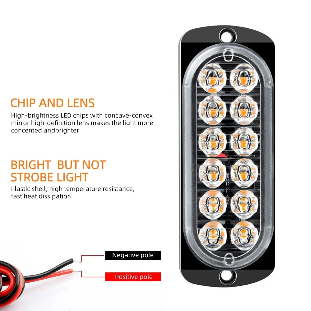 2pcs LED Strobe Light Lightbar Flashing Warning Light Grille LED Signal Light Truck Side Light LED Indicator Light Traffic Light