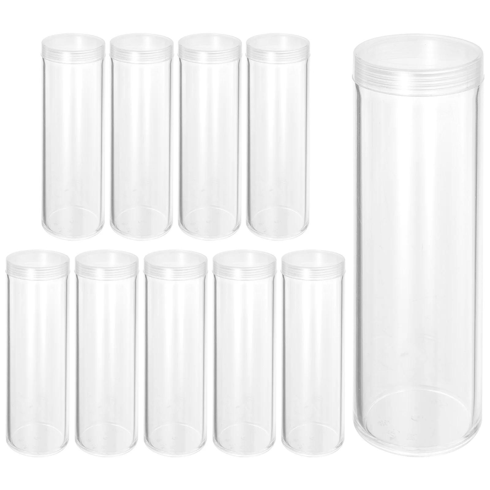 10pcs Tubes Clear Storage Holder Oxidation Protection Container For Collectors Organizer Storage Tubes Plastic Coin Holders