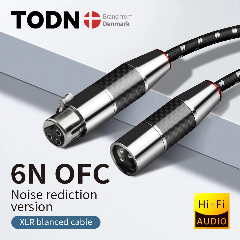 

TODN HIFI xlr Audio Cable Stereo High Purity 6N OFC Gold Plated xlr Plug Male to Female for Microphone Mixer Carbon Fiber Plug