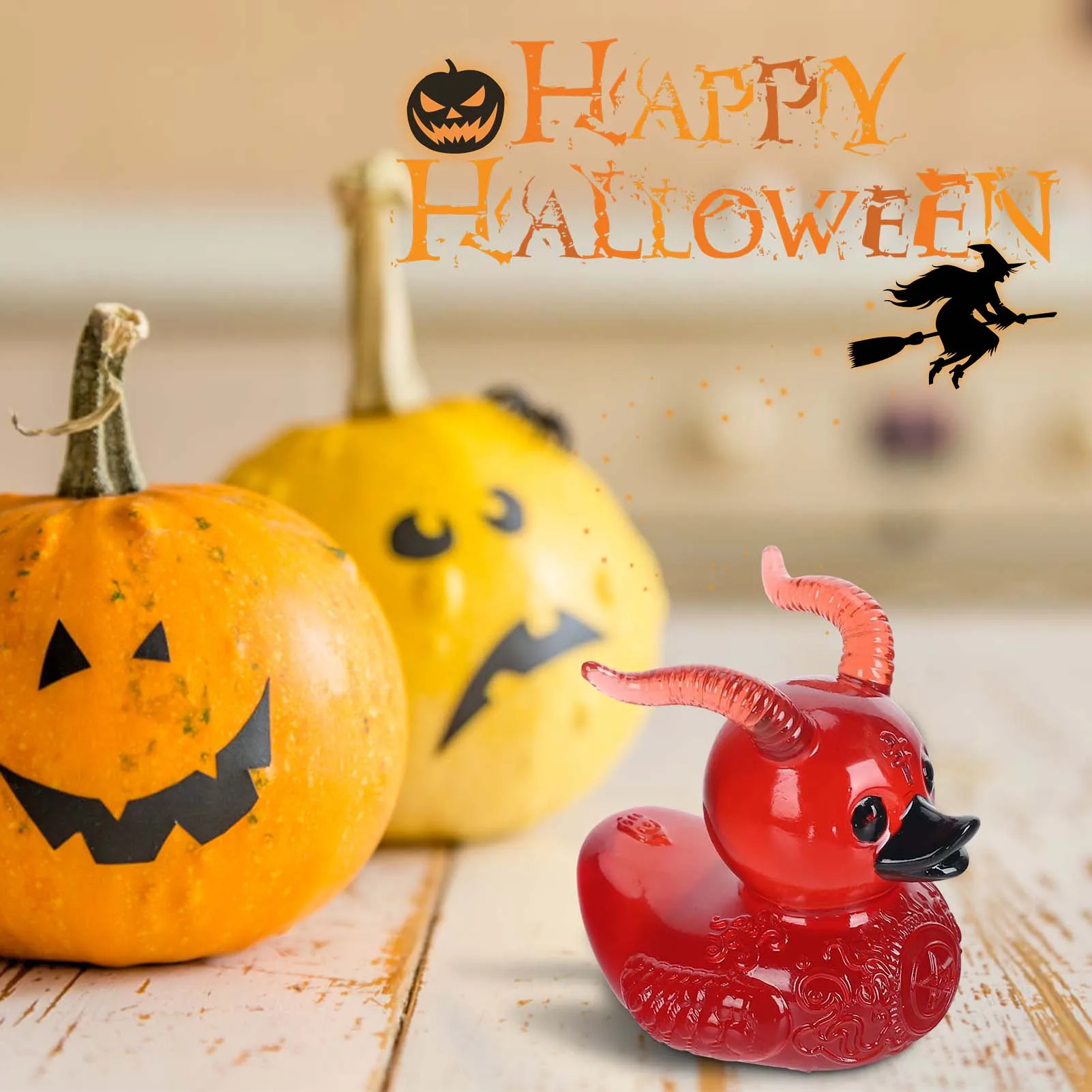 Halloween Punk Little Duck Statue Novelty Decorative Satan Duck Ornaments Suitable for Home Office Table