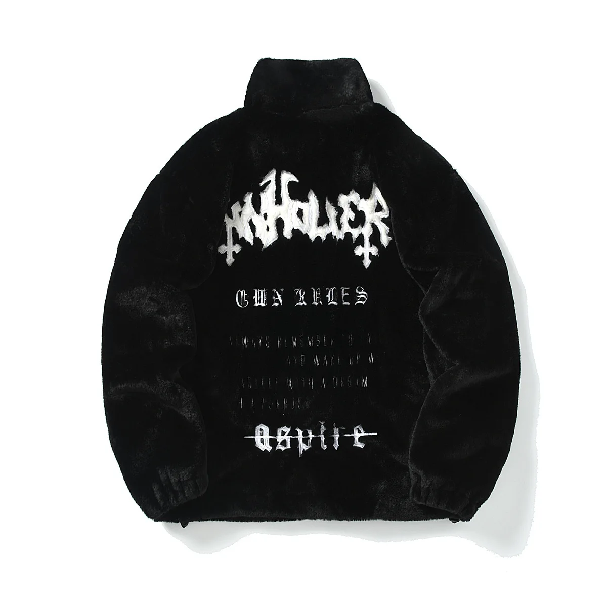 

Mens Hip Hop Alphabet Print Jacket Stand Up Collar Oversized Loose Fleece Coat Warm Couple Cotton Streetwear Winter Fashion Oute