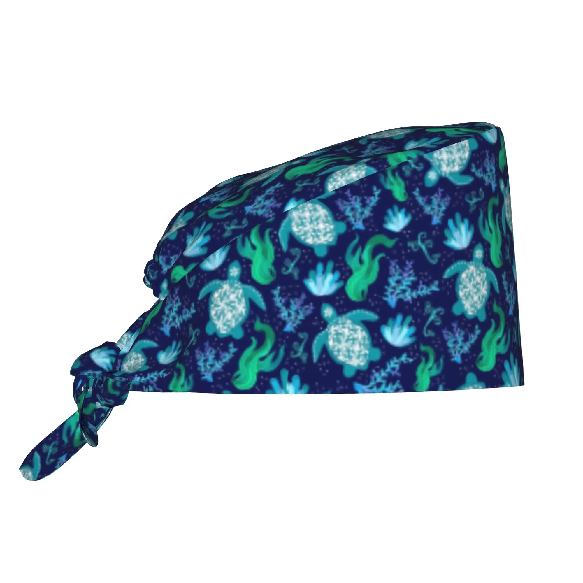 Bigger Scale Sea Turtles on Navy Working Cap Surgical Hats Women Men  Operating Room Cap Nursing Cap Lab Works Hat