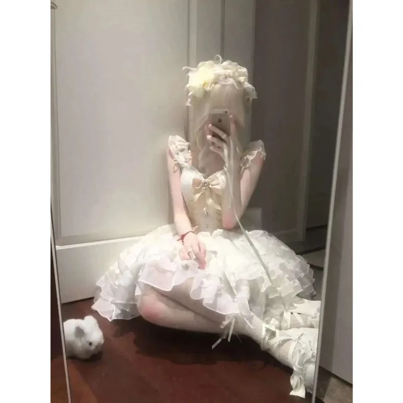 

Princess Wind Cake Dress Princess Dress First Love Praise Fine Sparkling Butterfl Big Bow Flight Diary Lolita Dress